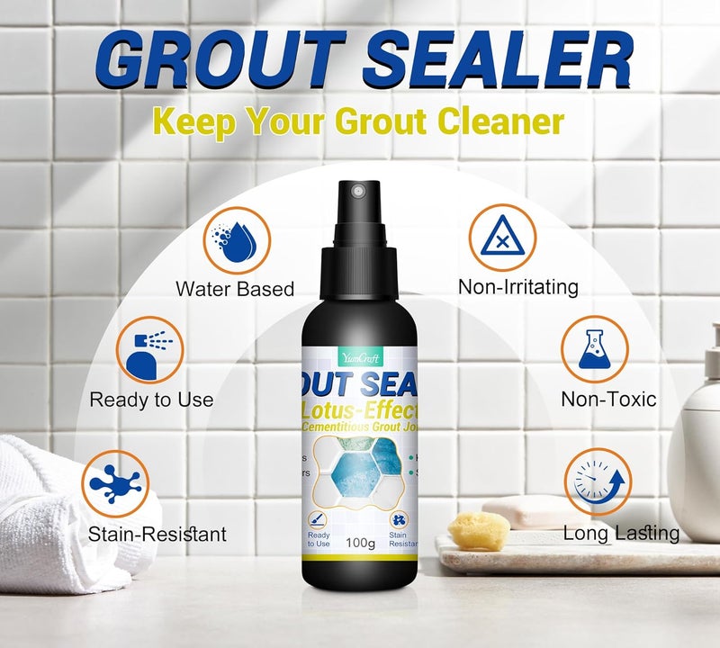 YumCraft Grout Sealer 7OZ, Clear Grout and Tile Sealer Spray for Wall, Shower, Kitchen, Non-Toxic Tile Sealer Spray, Grout Sealer for Stone, Bathroom, Marble Floor, Fast Dry & Long Lasting & Waterproof - Image 2